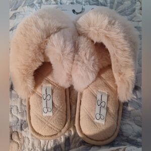 Jessica Simpson Faux Fur Slide Slippers Blush